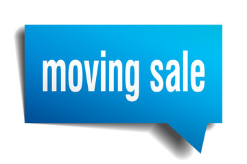moving sale blue 3d speech bubble