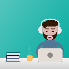 flat design freelance man