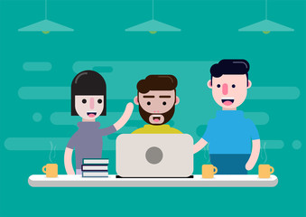 flat design freelance man