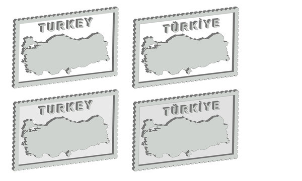Turkey 3d map on the postage stamp vector