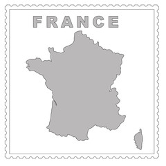 France map on the postage stamp vector © Igor