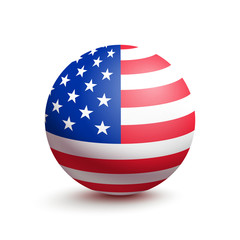 Flag of USA in the form of a ball isolated on white background. Vector illustration of the United States of America