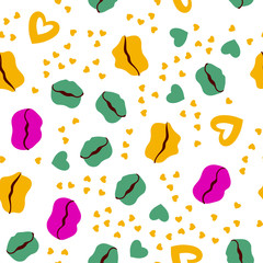 Woman lips seamless pattern doodle modern pop art