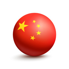 Flag of China in the form of a ball. Vector illustration