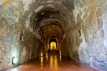 Walk way inside stupa of Wat Umong Ancient temple of Chiangmai