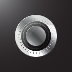 Manual control knob metal, volume settings, sound control. Vector illustration.