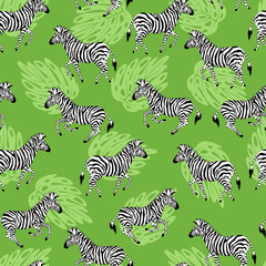 Zebras green pattern
