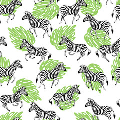 Fototapeta na wymiar Zebras green pattern