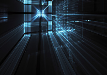 Obraz premium Abstract 3D fractal background, texture. Virtual Neon City