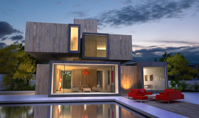 Wood luxury villa