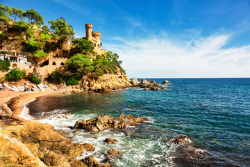 Fototapeta na wymiar Beautiful summertime travel destination on Balearic coast of Spain, the town of Lloret de Mar