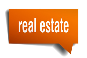 real estate orange 3d speech bubble