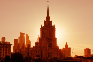 Hotel Ukraine at sunset, Moscow, Russia