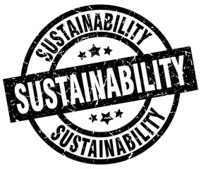 sustainability round grunge black stamp