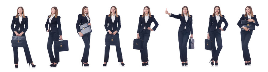 Young businesswoman isolated on white