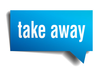 take away blue 3d speech bubble