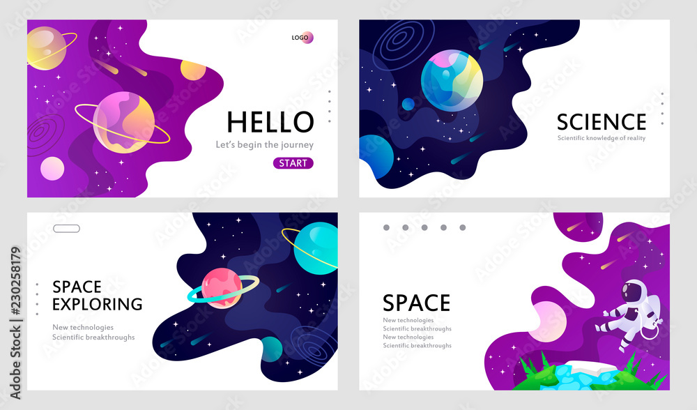 Canvas Prints set of web banners templates. presentation. space explore. cartoon vector illustration.