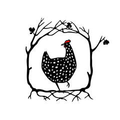 Hand drawn chicken emblem