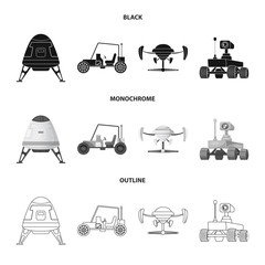 Vector illustration of mars and space icon. Set of mars and planet vector icon for stock. © pandavector