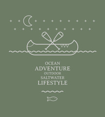 illustration de canoë au clair de lune