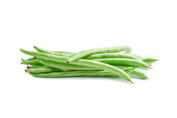 string bean green fresh vegetable on white background
