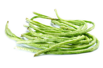 string bean green fresh organic vegetable on white background