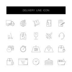 Line icons set. Delivery pack. Vector illustration