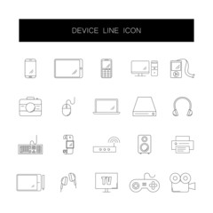 Line icons set. Device pack. Vector illustration