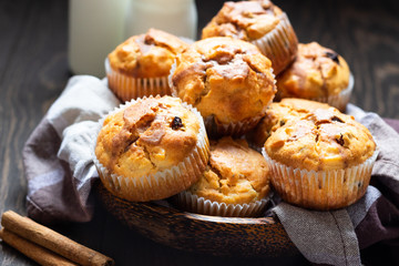 Fresh homemade apple cinnamon muffins 