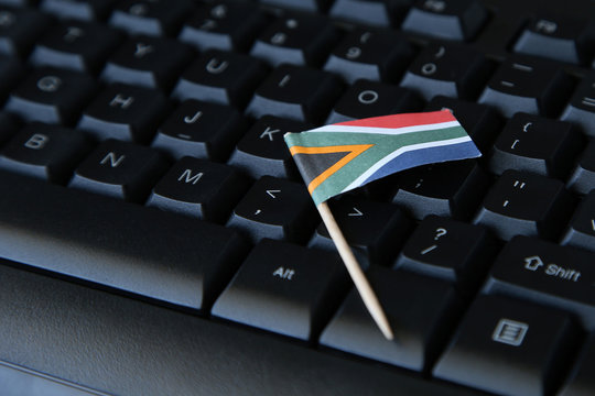South Africa online business concept image consisting of a flag and keyboard. 