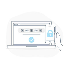 Fototapeta premium Multi factor, two steps authentication, Online Access control - mobile phone with lock, password and authorization code to secure user data