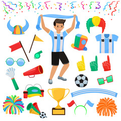 Soccer fan vector football character people with sports hand foam and soccerball illustration set of footballing sportsfan people screaming on football-match isolated on white background