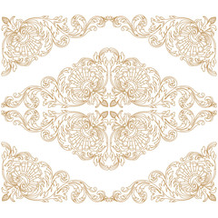 Golden vintage baroque ornament, corner. Retro pattern antique style acanthus.