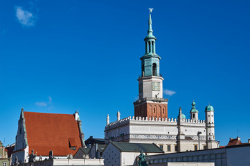 Fototapeta premium tower of renaissance town hall at the Old Market in Poznan.