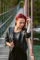 Beautiful girl on the bridge