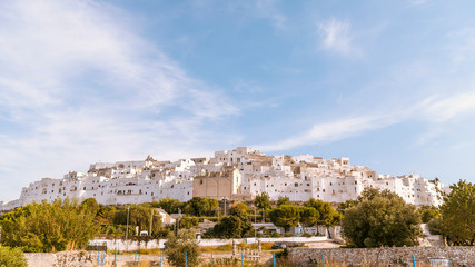 Naklejka premium Panoramic view of the medieval white village of Ostuni