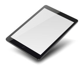 Tablet pc computer with blank screen isolated on white background.