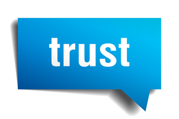 trust blue 3d speech bubble