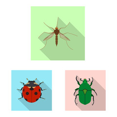 Vector illustration of insect and fly logo. Collection of insect and element vector icon for stock.