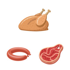 Isolated object of meat and ham icon. Collection of meat and cooking stock vector illustration.