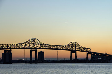 Mathews Bridge over the St. Johns River in Jacksonville, Florida at sunset