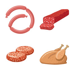 Vector design of meat and ham sign. Collection of meat and cooking stock vector illustration.