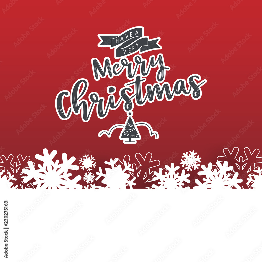 Poster Colours paper cut of vector snowflake on gradient colours ornate background with merry christmas phase text