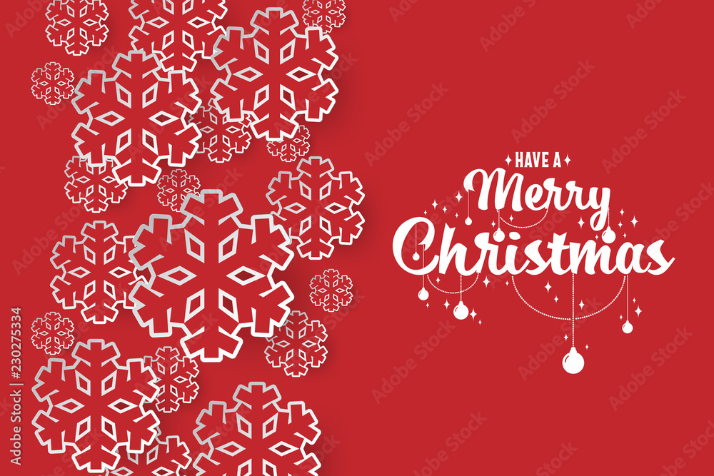 Poster colours paper cut of vector snowflake on gradient colours ornate background with merry christmas pha
