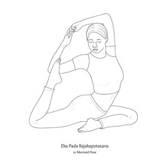 Mermaid Pose or Eka Pada Rajakapotasana. Vector.