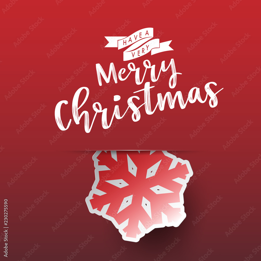 Poster colours paper cut of vector snowflake on gradient colours ornate background with merry christmas pha