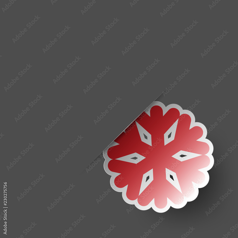 Poster Colours paper cut of vector snowflake on gradient colours ornate background with copy space 
