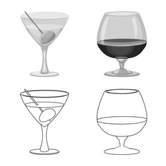 Vector design of drink and bar logo. Set of drink and party stock vector illustration.