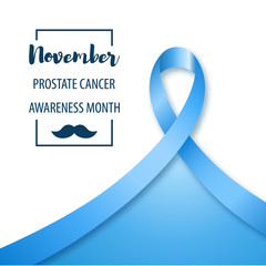 Prostate Cancer Awareness month background. Vector illustration of Blue ribbon , Prostate cancer awareness symbol. - 230277529