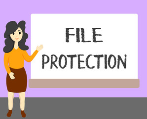 Word writing text File Protection. Business concept for Preventing accidental erasing of data using storage medium.